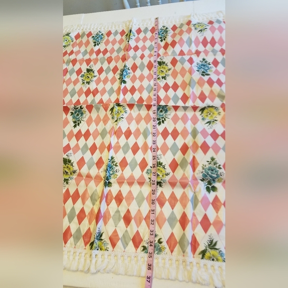 Set of 2 Vintage Card Table Covers Floral Diamond - Picture 5 of 6